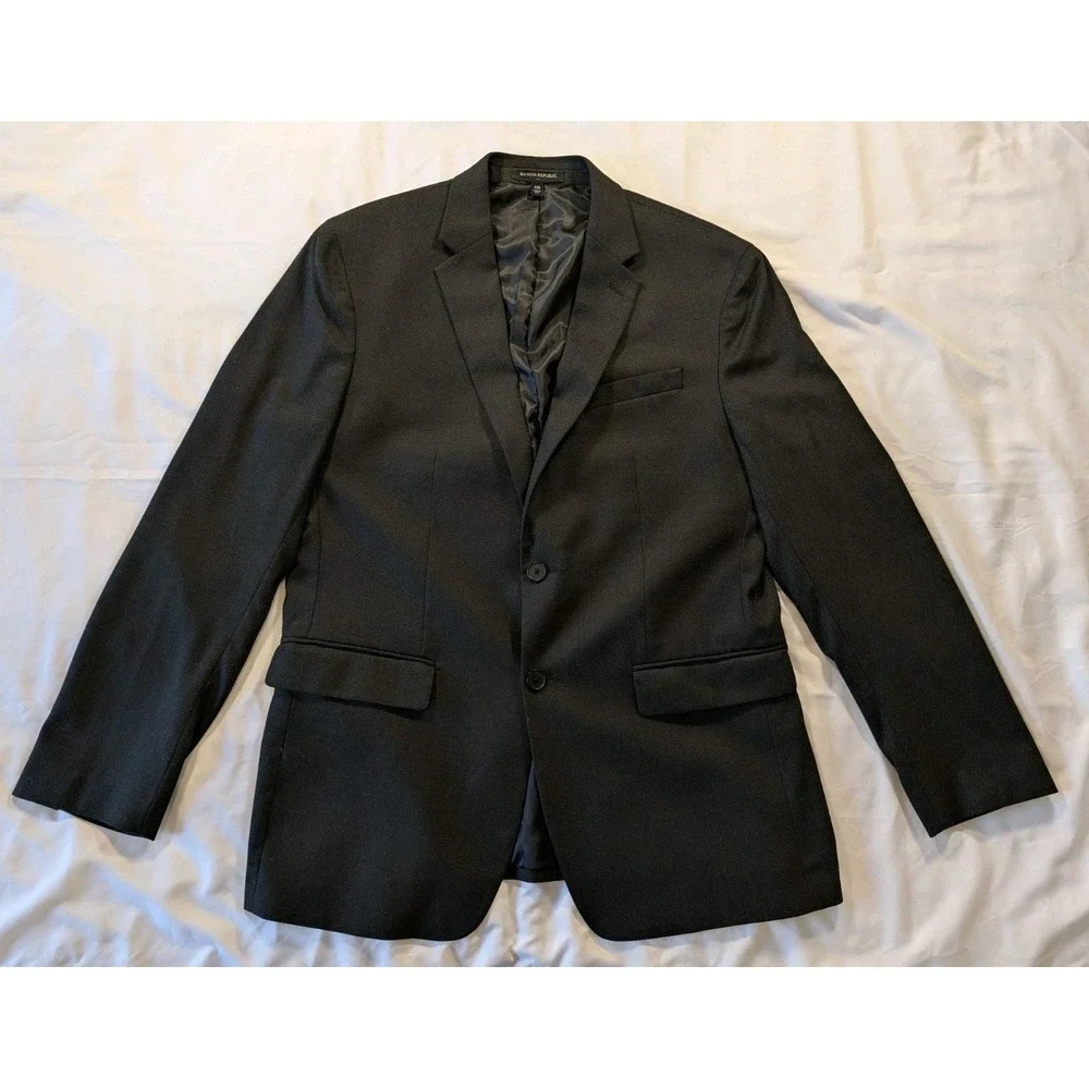 Banana Republic Blazer Mens 42R‎ Slate Gray Slim Wool Nailhead Marzotto Modern